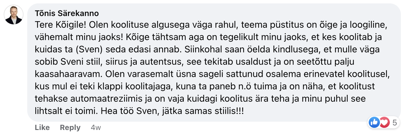 Tõnis Särekanno Facebooki kommentaar Mikroäri Meetodi kohta